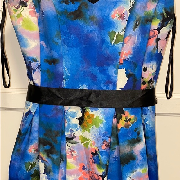 Adrianna Papell Blue Floral V-Neck Midi Sundress - Picture 5 of 8